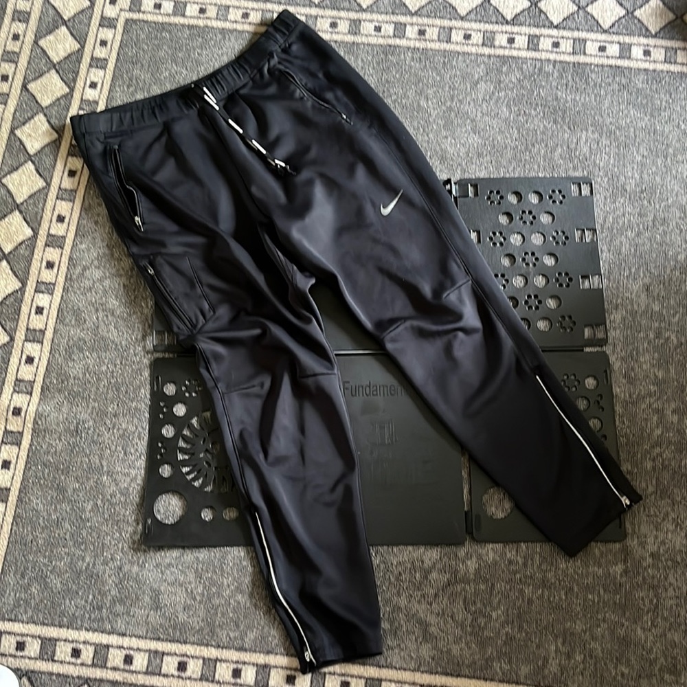 NIKE RUNNING TRACK PANTS JOGGERS BLACK 684702-010 DRI-FIT